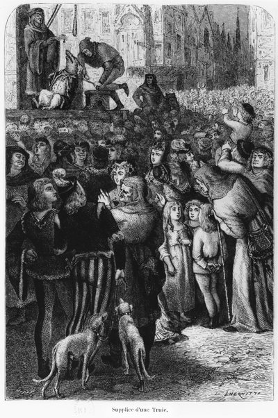The Execution of the Sow from Falaise, illustration from The Man and the Beast by A. Mangin, 1872 by French School