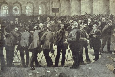 The Famous Corbeille at the Paris Bourse, c.1885 by French School