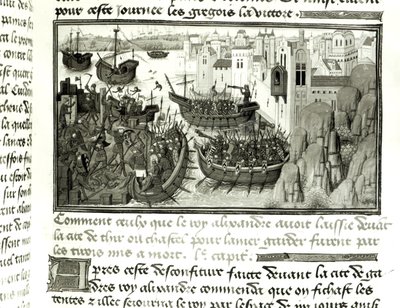 The First Attack on Tyre, from the Histoire du Grand Alexandre by French School