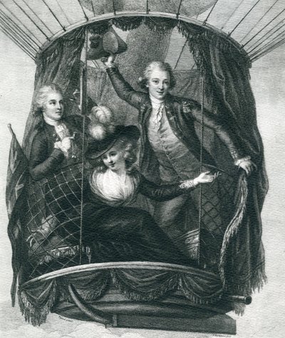 The First Balloon Ascent in England, 15th September 1784, from Wonderful Balloon Ascents or the Conquest of the Skies by French School