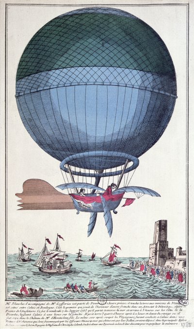 The First Channel Crossing by Air of Jean Pierre Francois Blanchard and John Jeffries by French School