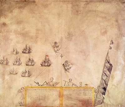 The Fleet of the Dutch Indies Company off St. Helena, 1746 by French School