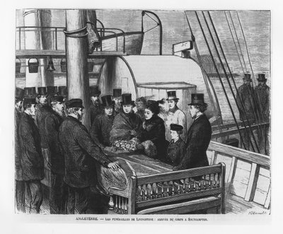 The Funeral of David Livingstone: Arrival of His Corpse in Southampton by French School