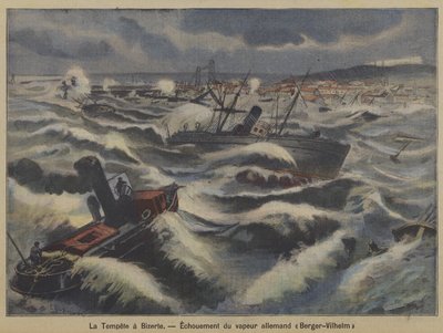 The German steamer Berger-Wilhelm running aground in a storm off Bizerte, Tunisia by French School