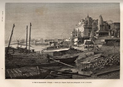The Ghat de Benares (present-day Varanasi), engraved after G. Moynet