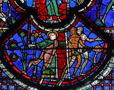 The Good Samaritan Window: Adam and Eve Expelled from Paradise by an Angel with a Sword by French School