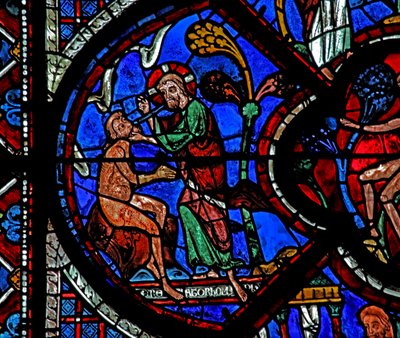 The Good Samaritan Window: God Creates Adam by French School