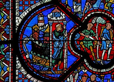 The Good Samaritan Window: A Man Leaves Jerusalem by French School