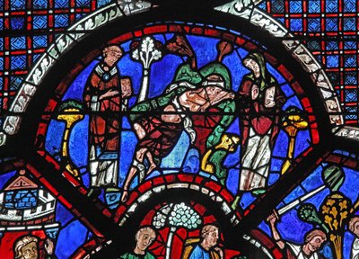 The Good Samaritan Window: A Priest and Levi Pass By by French School