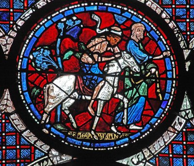 The Good Samaritan Window: Brings the Victim to an Inn by French School