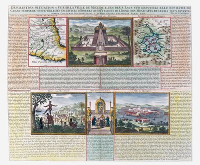 The Great Temple, Maps of Mexico and Its Surroundings (coloured engraving) by French School