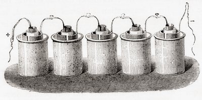 The Grove cell, from Les Merveilles de la Science, pub.1870 by French School