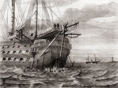 The HMS Agamemnon laying the transatlantic telegraph cable, 2 August by French School
