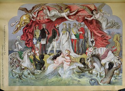 The Inauguration of the Suez Canal, allegory of the union of the Mediterranean and Red Seas, 1870 by French School
