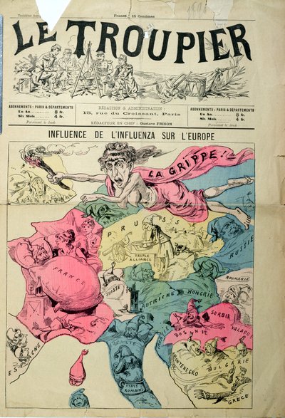 The Influence of Influenza on Europe, from Le Troupier, 1890 by French School