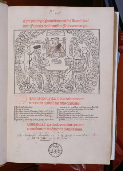 The Jewish Doctors: Isaac, Constantine and Ali Abbas (Haly Abbas), published in Lyons, 1515 by French School