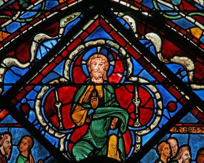 The Joseph Window: Christ in a Quatrefoil Giving Blessing by French School