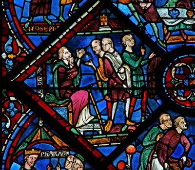 The Joseph Window: Jacob Sends His Sons to Egypt to Buy Food by French School