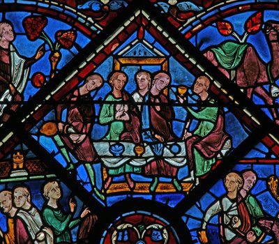 The Joseph Window: He Receives His Brothers with a Feast by French School