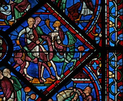 The Joseph Window: His Brothers Travel to Egypt by French School