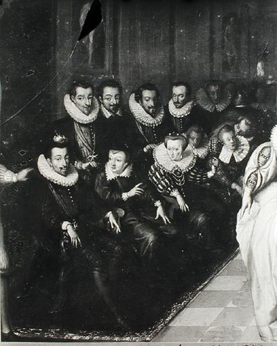 The Joyeuse Ball, given at the Louvre on the Occasion of the Marriage of Anne Duke of Joyeuse to Marguerite de Vaudemont on 24th September 1581, c.1582 (detail) by French School