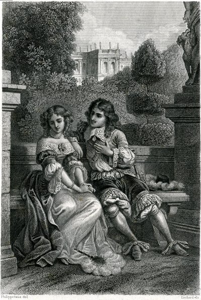 The King of France Louis XIV in the Gallant Company of Mademoiselle de la Vallière by French School