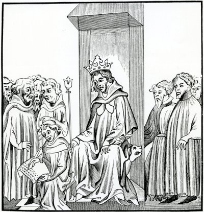 The King of the Franks Dictates the Salic Law, after a Miniature in the Chronicles of St. Denis by French School