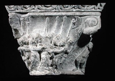 The Kiss of Judas, relief from a capital by French School