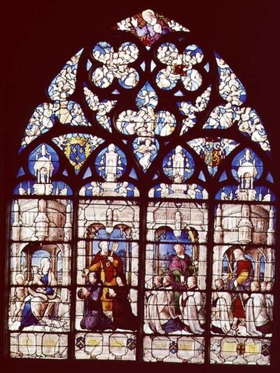 The Madonna and Child with St. John the Baptist, St. Peter presenting Pierre Tullier, the major of Bourges, and his wife to the Virgin, St. John presenting Jean, Francois and Pierre Tullier, founder by French School