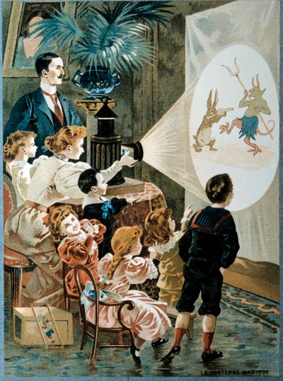 The Magic Lantern in the Family Children Look at the Magic Lantern Screen, 20th Century by French School