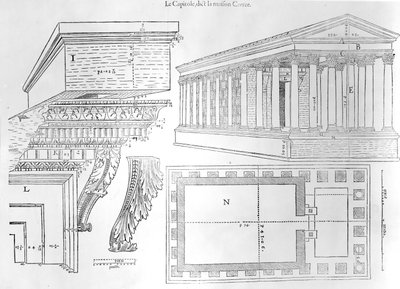 The Maison Carree, illustration from Discours historial de lantique et illustre cite de Nismes by Jean Poldo d