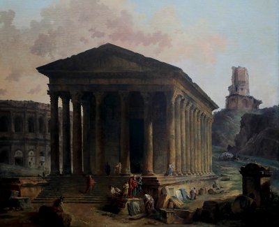The Maison Carrée, the Amphitheater and the Tour Magne, Nimes by French School