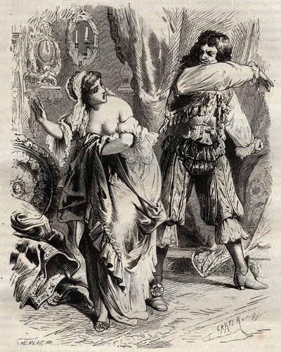 The Marquis of Montespan slapped his wife, the Marquise of Montespan, for she refused him by order of King Louis XIV by French School