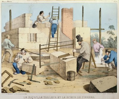 The Mason, The Stone Cutter and Stone Sawyer, c.1860 by French School