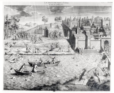 The Massacre of the Huguenots at Tours in 1562 by French School