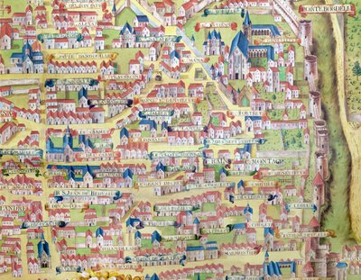 The Montagne Sainte-Genevieve, (detail) from the plan of Paris made c.1540, called Plan de la Gouache, c.1860 by French School