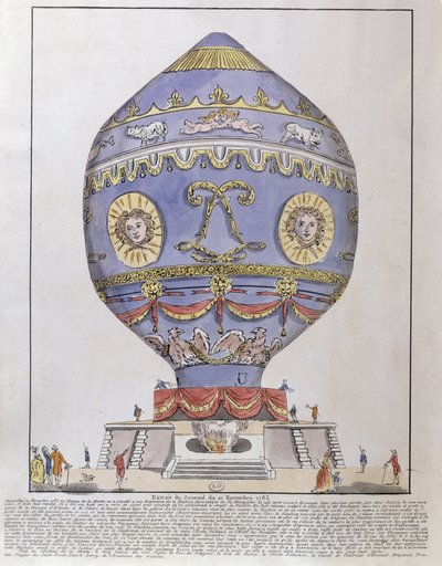 The Montgolfier Brothers Balloon Experiment at the Chateau de la Muette, 21st November, 1783 by French School