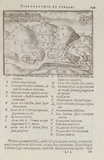 The Mount of Olives, Jerusalem, from Itinerarium Hierosolymitanum, by J. Cotovico, 1619 by French School
