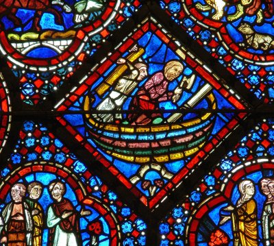 The Noah Window: He Builds the Ark by French School