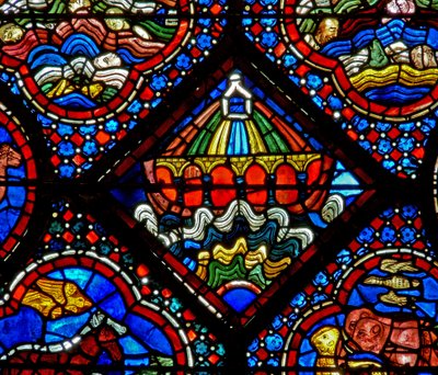 The Noah Window: The Ark on the Waters by French School