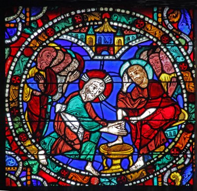 The Passion Window: Christ Washes Disciples