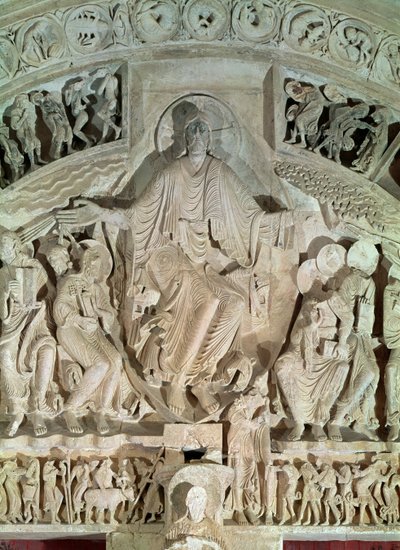 The Pentecost, from the tympanum of the central portal by French School