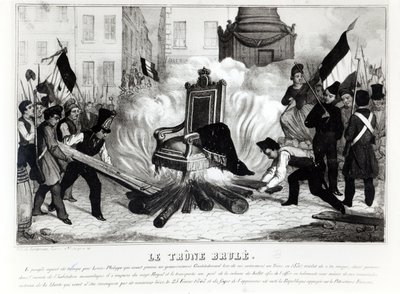 The People Burning the Throne at the Place de la Bastille, 1848 by French School