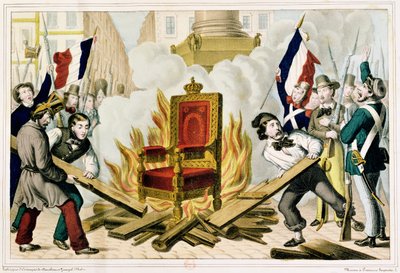 The People Burning the Throne at the Place de la Bastille by French School