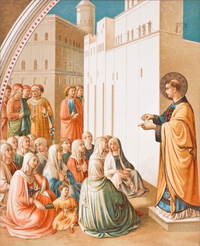 The Preaching of St. Stephen, after the fresco painting by Fra Angelico, from Science and Literature in The Middle Ages by Paul Lacroix pub. London 1878 by French School