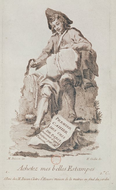 The Print Seller, from Petits Metiers de Paris by French School
