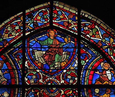 The Prodigal Son window: Christ - Majestas Domini by French School
