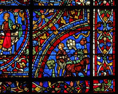 The Prodigal Son window: elder son watches father giving his inheritance by French School