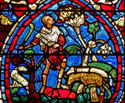 The Prodigal Son window: looks after the sheep by French School