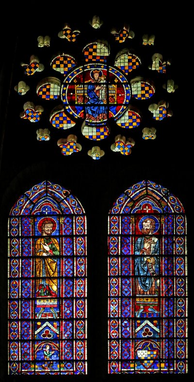 The Prophet Hosea; Another Figure, the Arms of Mauclerc; Virgin and Child Above by French School